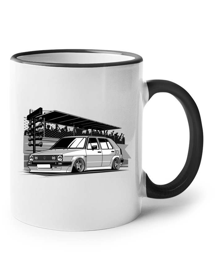 Keramický hrnek s barevným uchem – Volkswagen Golf MK2