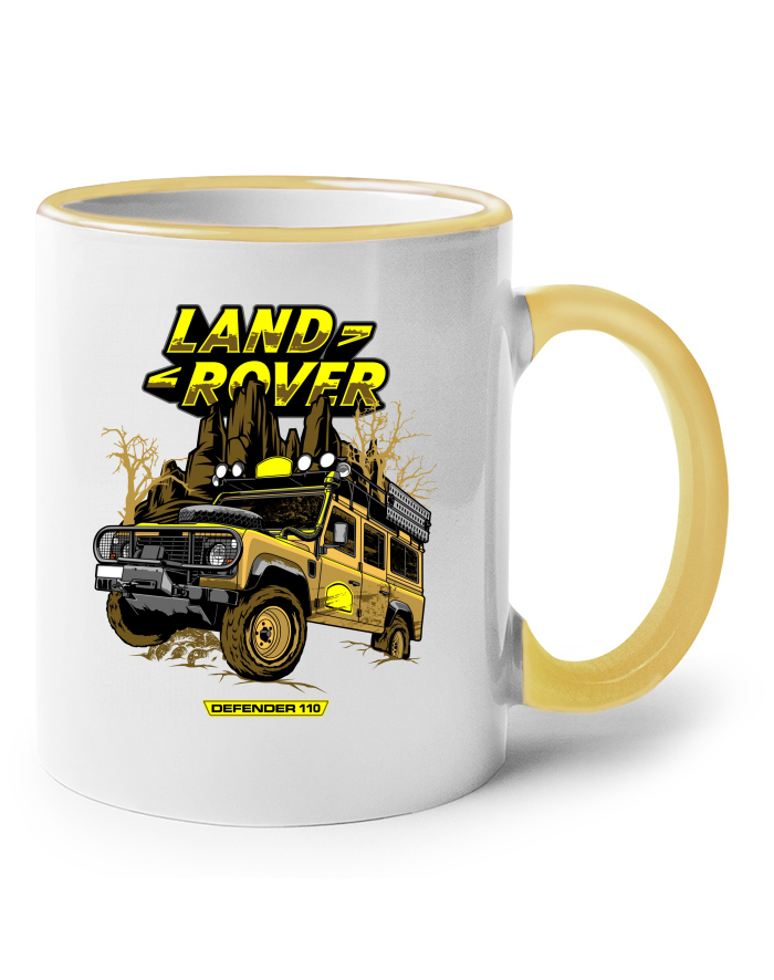 Keramický hrnek s barevným uchem Land Rover Camel
