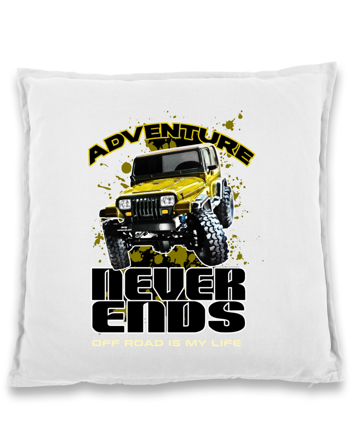Bavlněný polštář Jeep Wrangler – Adventure Never Ends