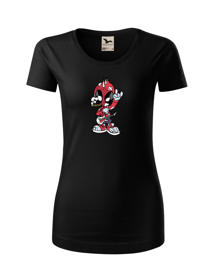 Dámské tričko z bio bavlny s krátkým rukávem Rockový Deadpool