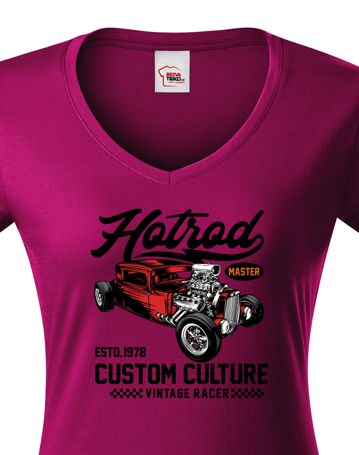 Dámské tričko s výstřihem do V - Hot Rod 1