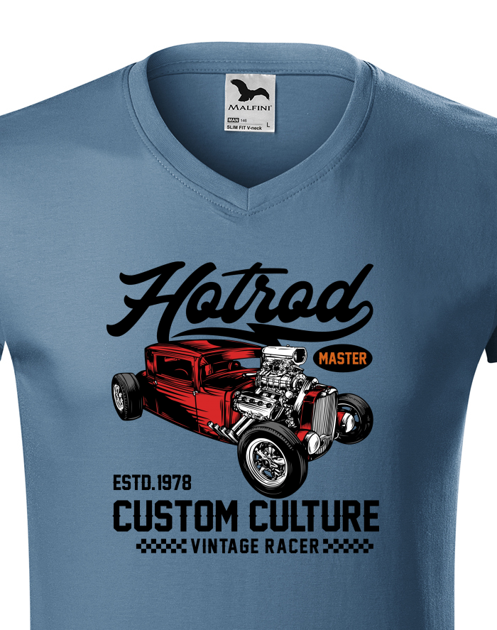Pánské tričko s výstřihem do V Hot Rod 1