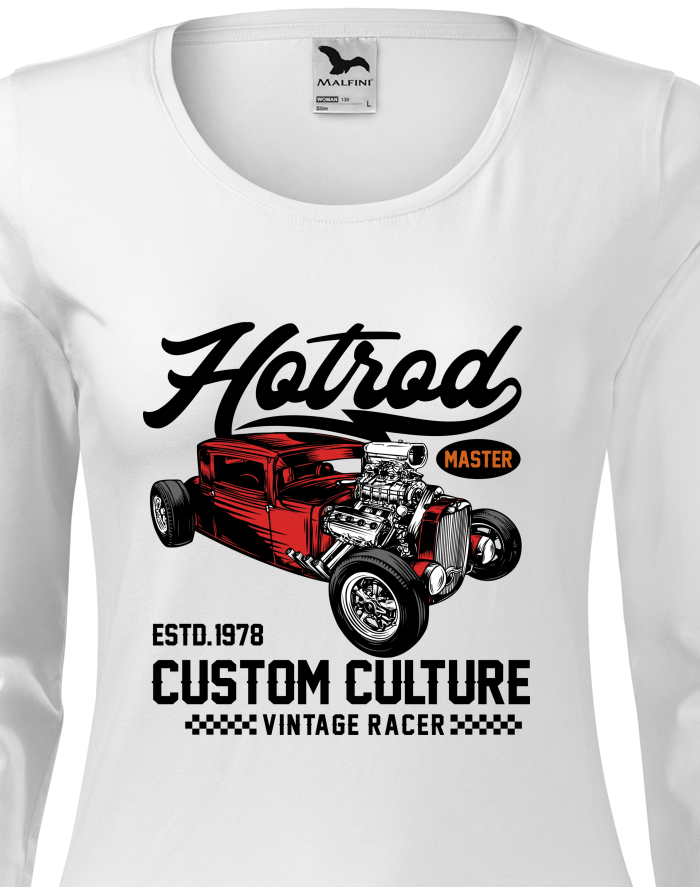 Dámské tričko s dlouhým rukávem Hot rod 1