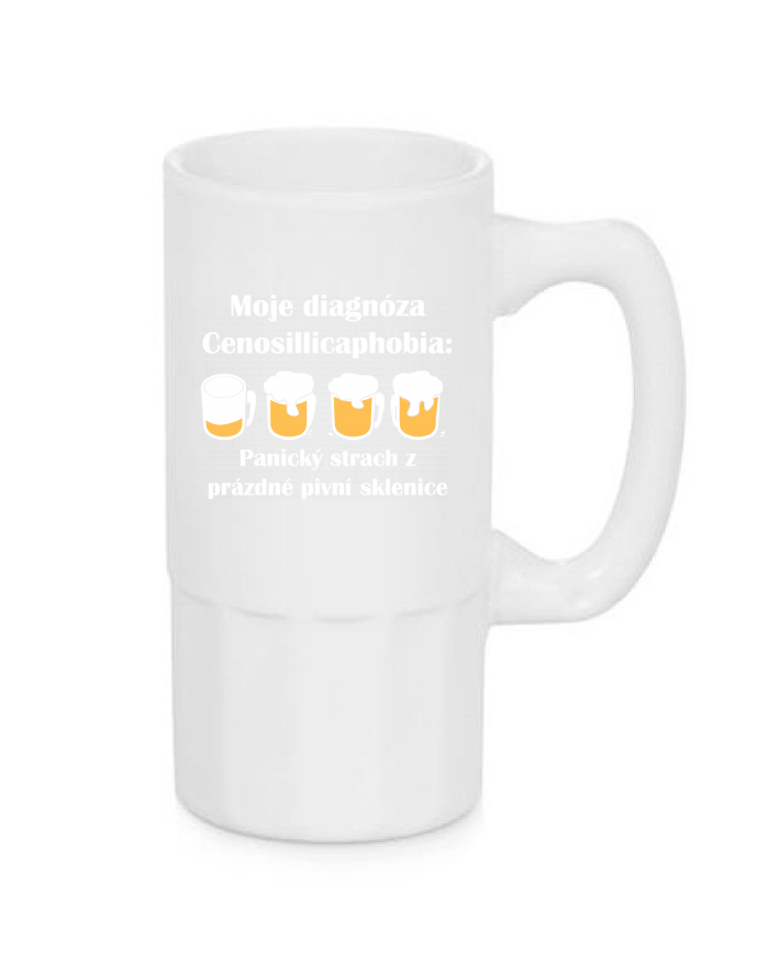 Úzký pivní půllitr s potiskem Diagnóza