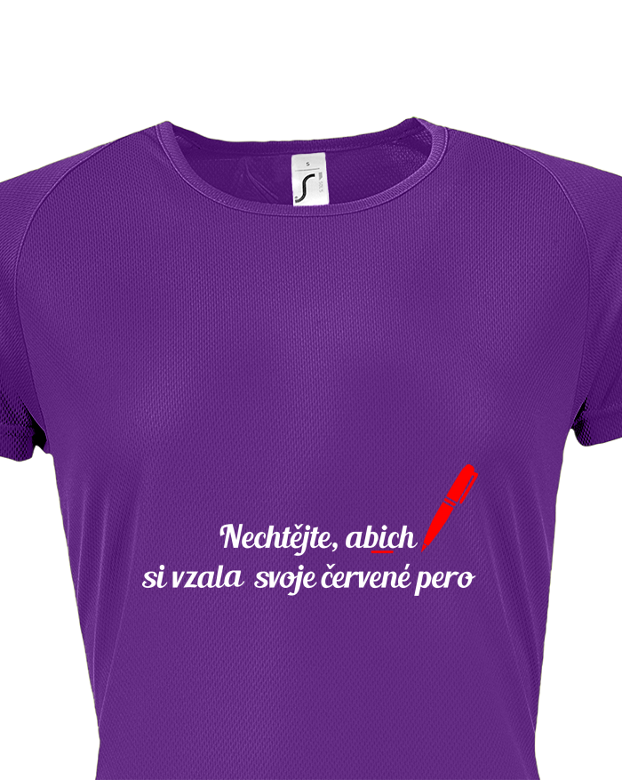 Dámské funkční tričko pro učitelky – Červené pero
