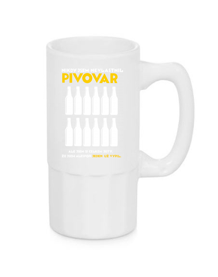 Úzký pivní půllitr s potiskem Pivovar