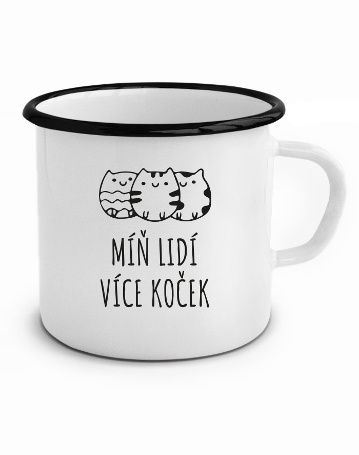 Plechový hrneček Míň lidí více koček