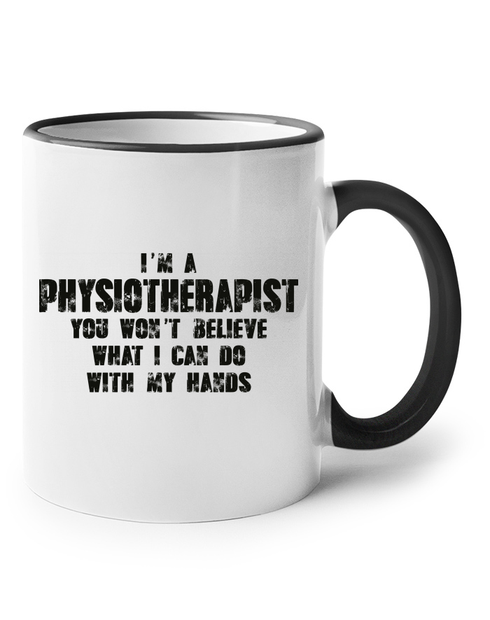 Keramický hrnek s barevným uchem I'm Physiotherapist