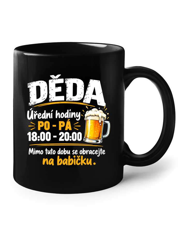 Keramický hrnek černý – Úřední hodiny (děda)