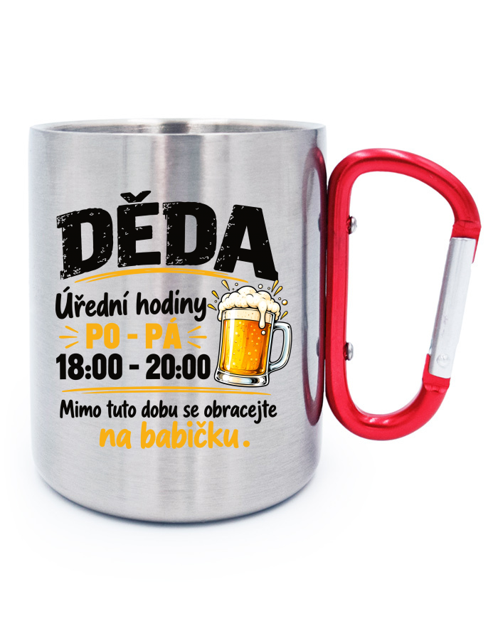 Nerezový hrnek s karabinou – PO-PÁ na babičku