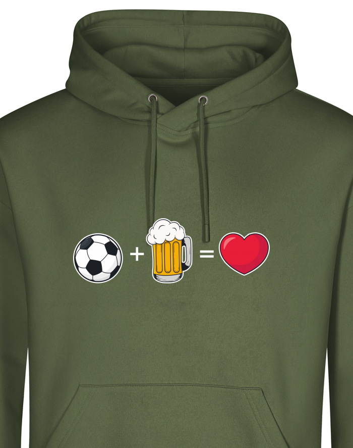 Pánská mikina s kapucí z bio bavlny Fotbal, pivo, láska