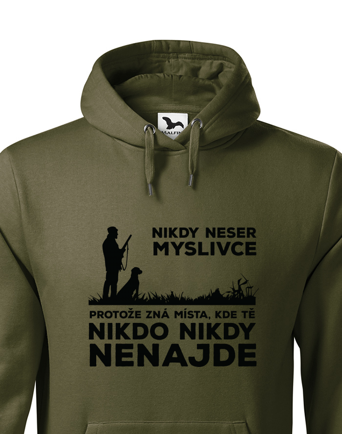 Pánská mikina s kapucí Nikdy neser myslivce