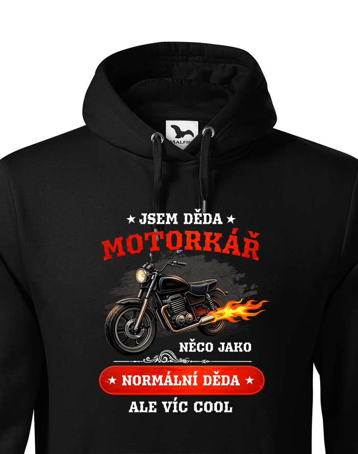 Pánská mikina s kapucí – Děda motorkář