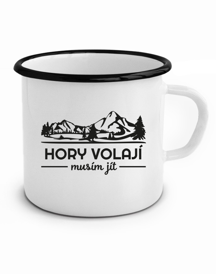 Plechový hrneček Hory volají musím jít