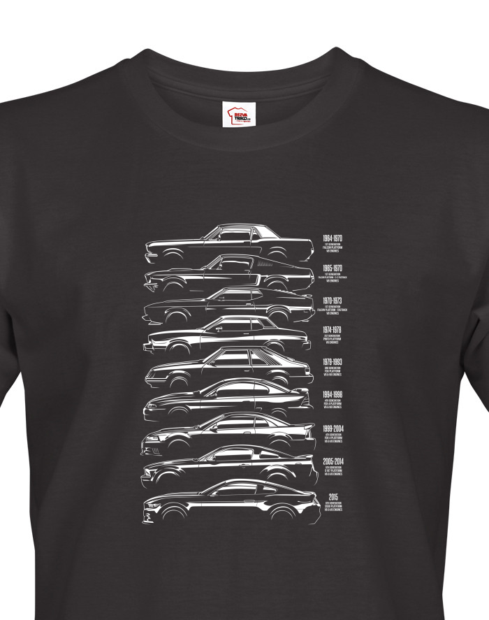 Pánské tričko s krátkým rukávem Ford Mustang History Silhouette