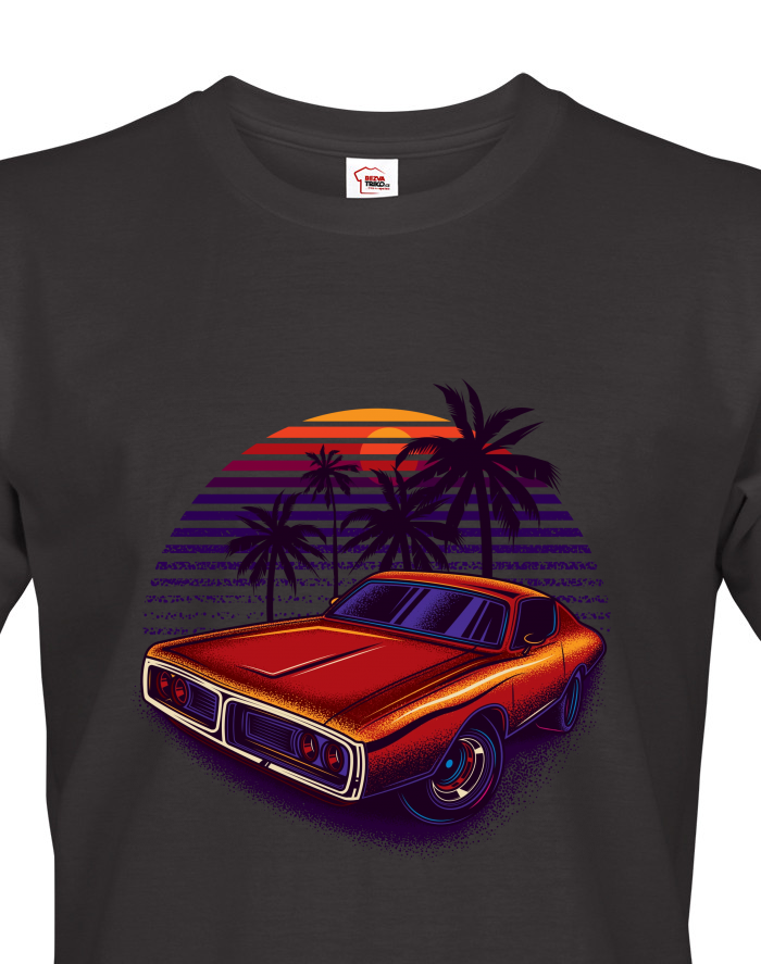 Pánské tričko Dodge Charger – retro sunset