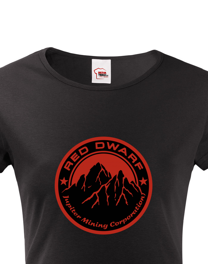 Dámské tričko Červený trpaslík – logo Jupiter Mining Corporation