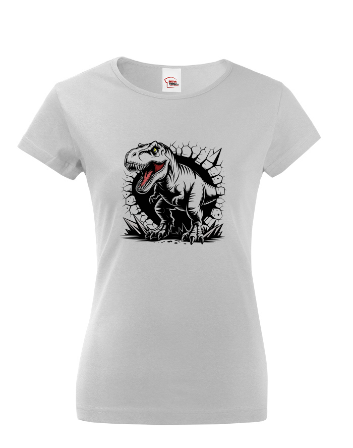 Dámské tričko s krátkým rukávem – T-rex se zlobí