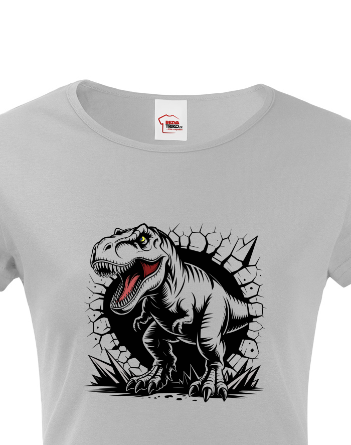 Dámské tričko s krátkým rukávem – T-rex se zlobí