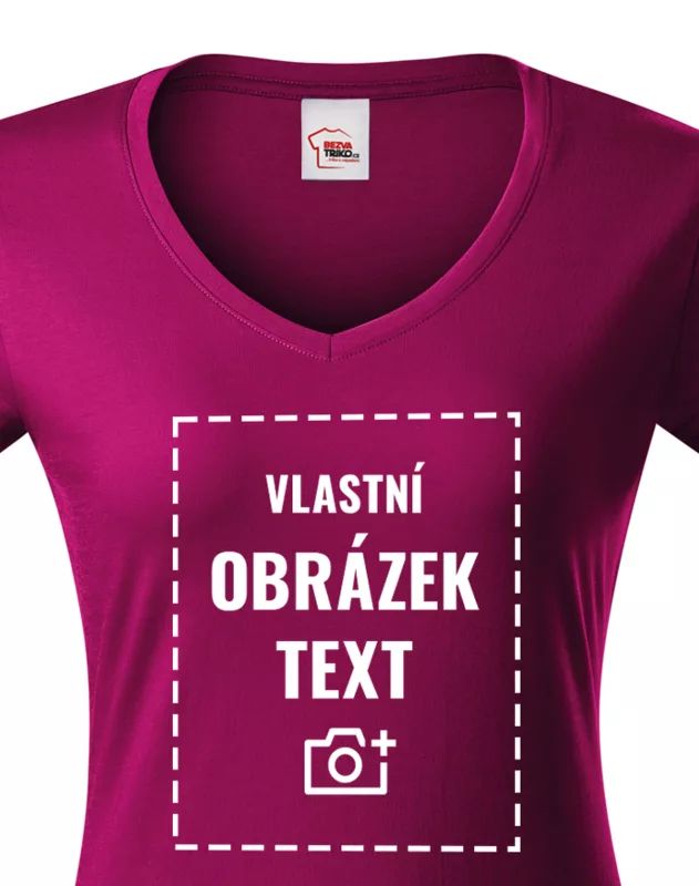 Dámské tričko s výstřihem do V s vlastním potiskem