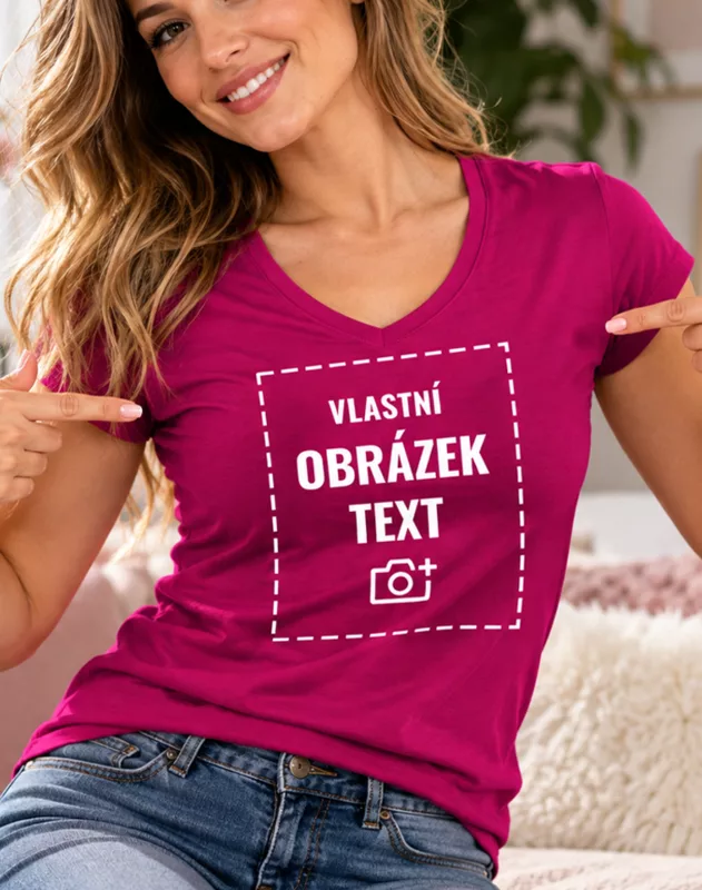 Dámské tričko s výstřihem do V s vlastním potiskem