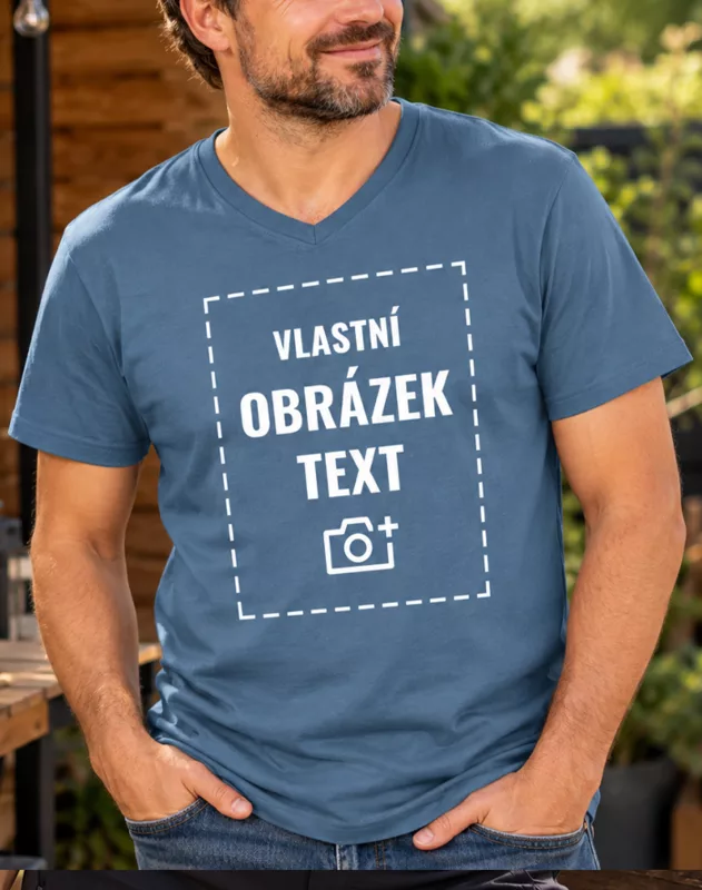 Pánské tričko s výstřihem do V s vlastním potiskem