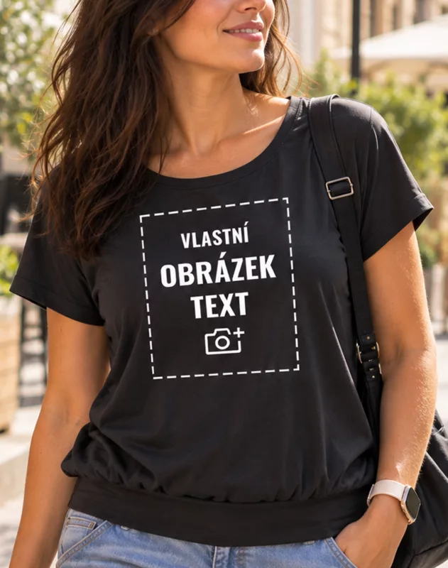 Dámské tričko volnějšího střihu s vlastním potiskem
