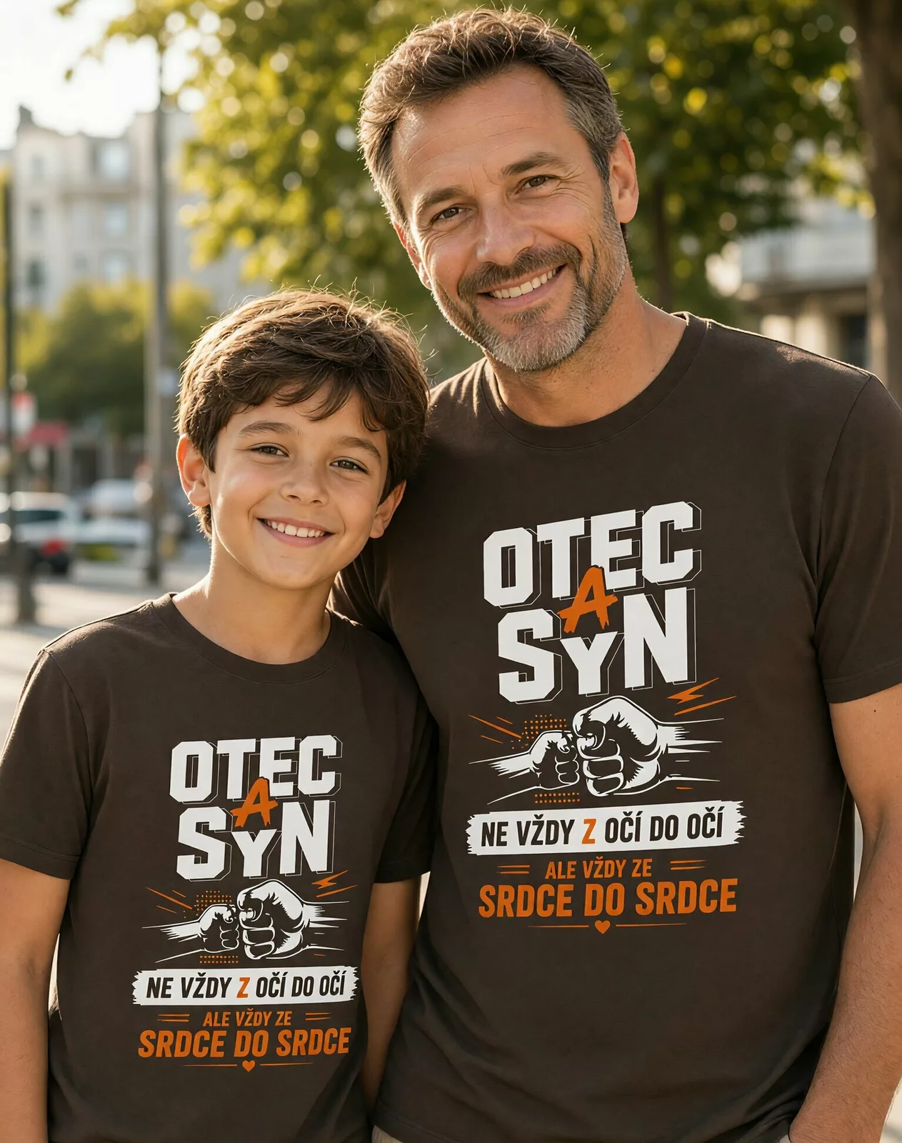 Pánské tričko Otec a syn vždy ze srdce do srdce