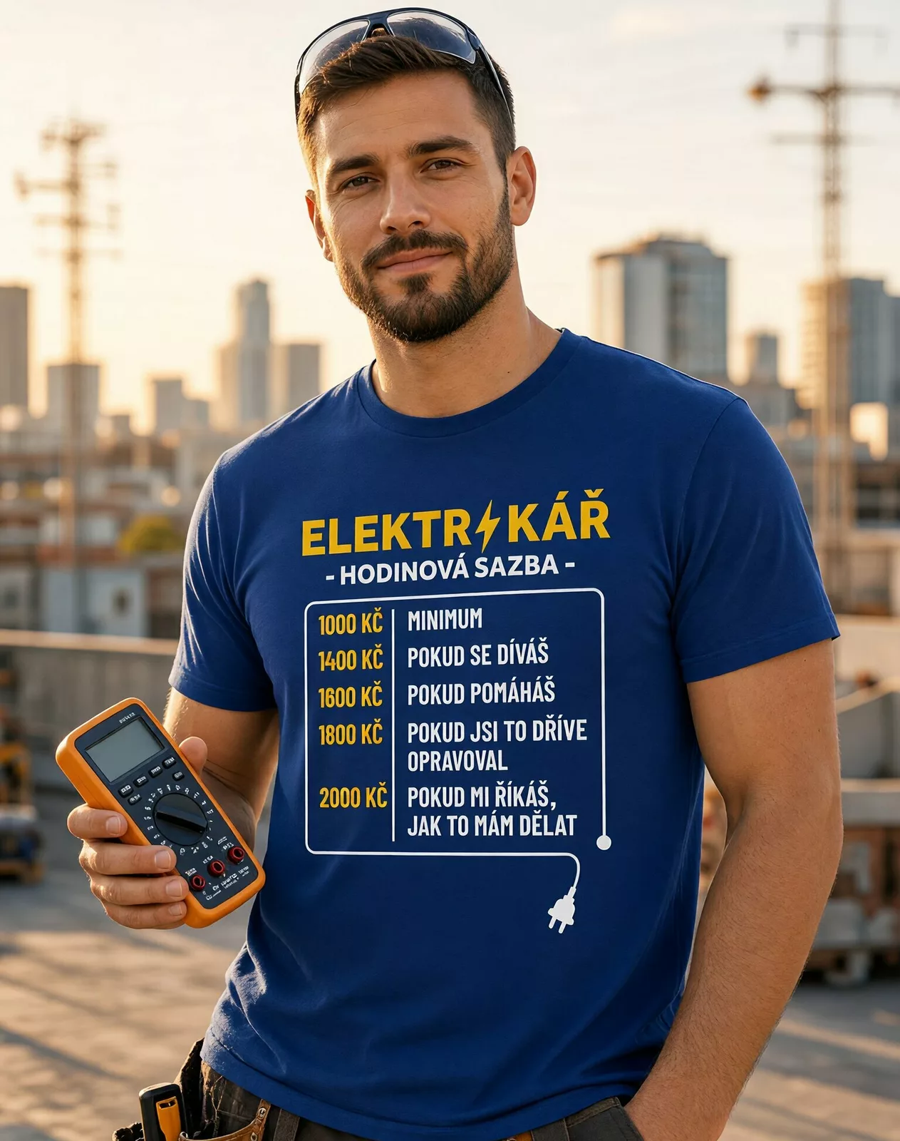 Pánské tričko Elektrikář – hodinová sazba