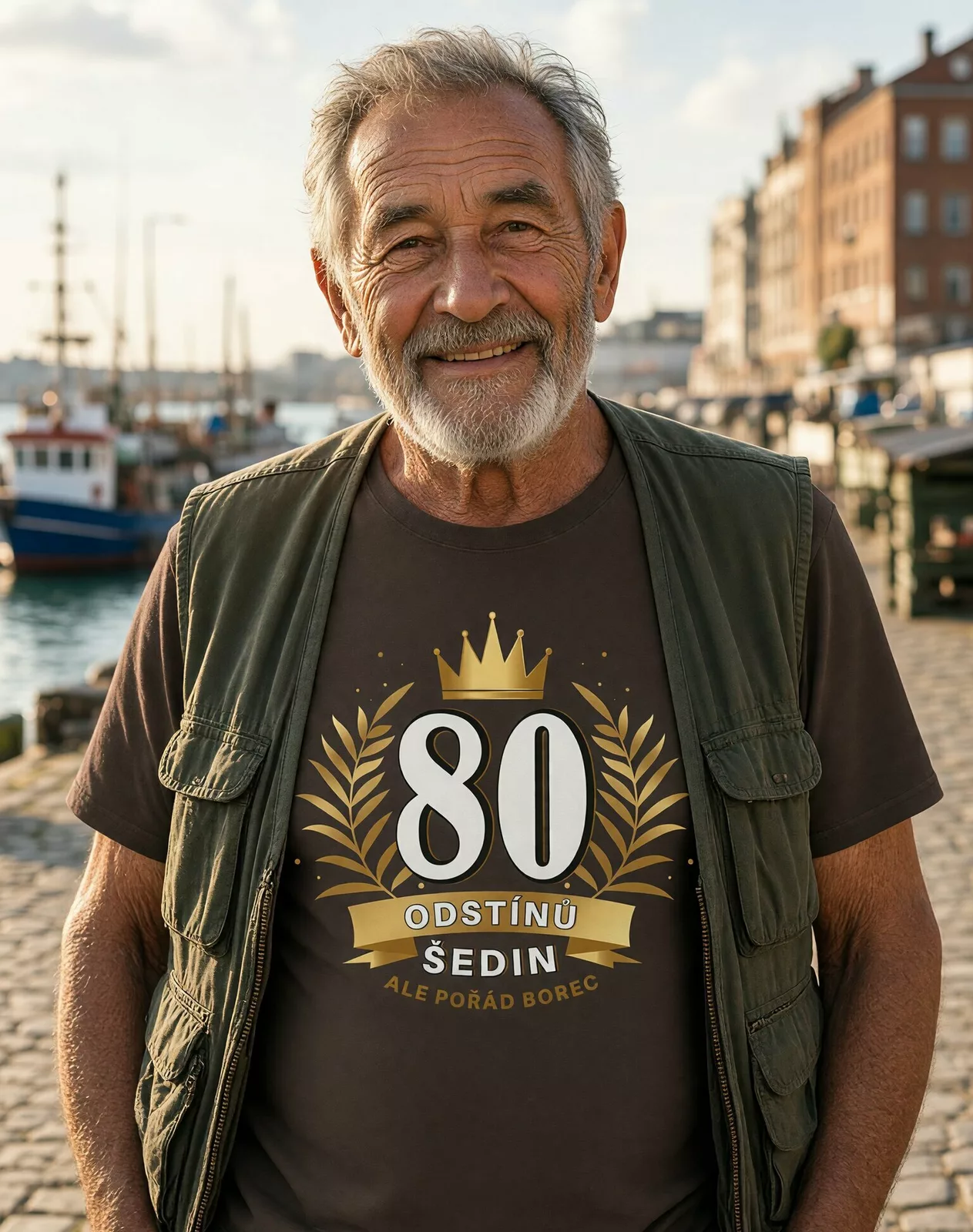 Pánské tričko k 80. narozeninám 80 odstínů šedin