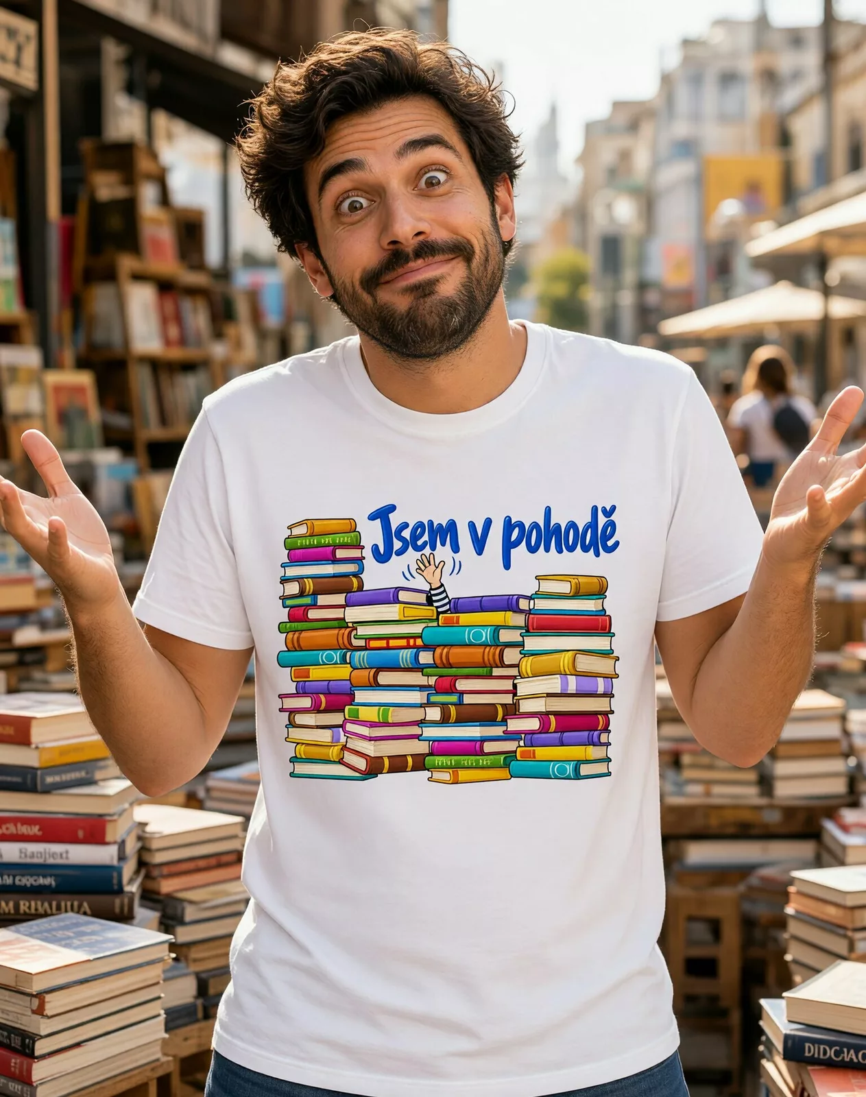 Pánské tričko Jsem v pohodě – knihy