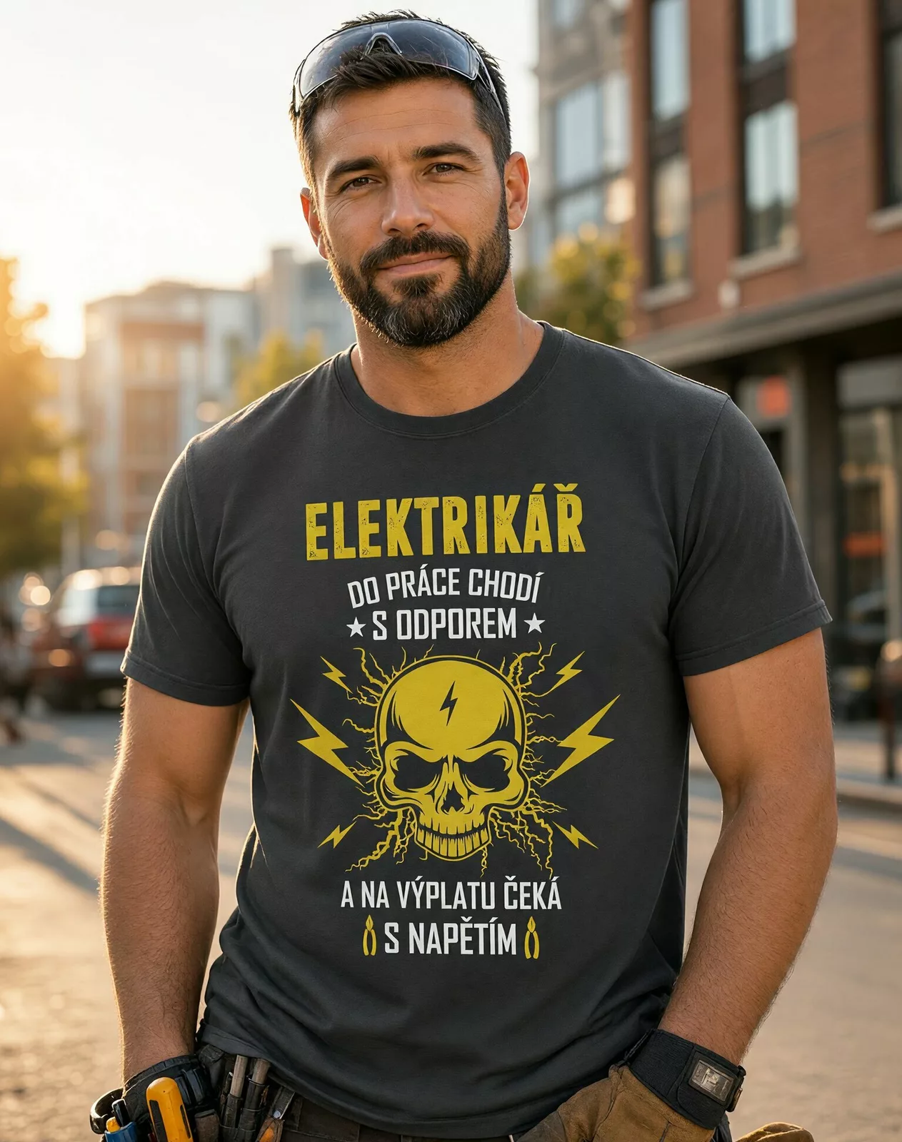 Elektrikář do práce chodí s odporem – pánské tričko