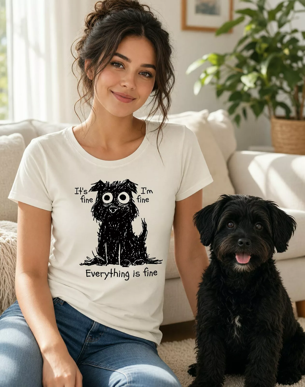 Dámské tričko Pes ve stresu – It's fine, I'm fine