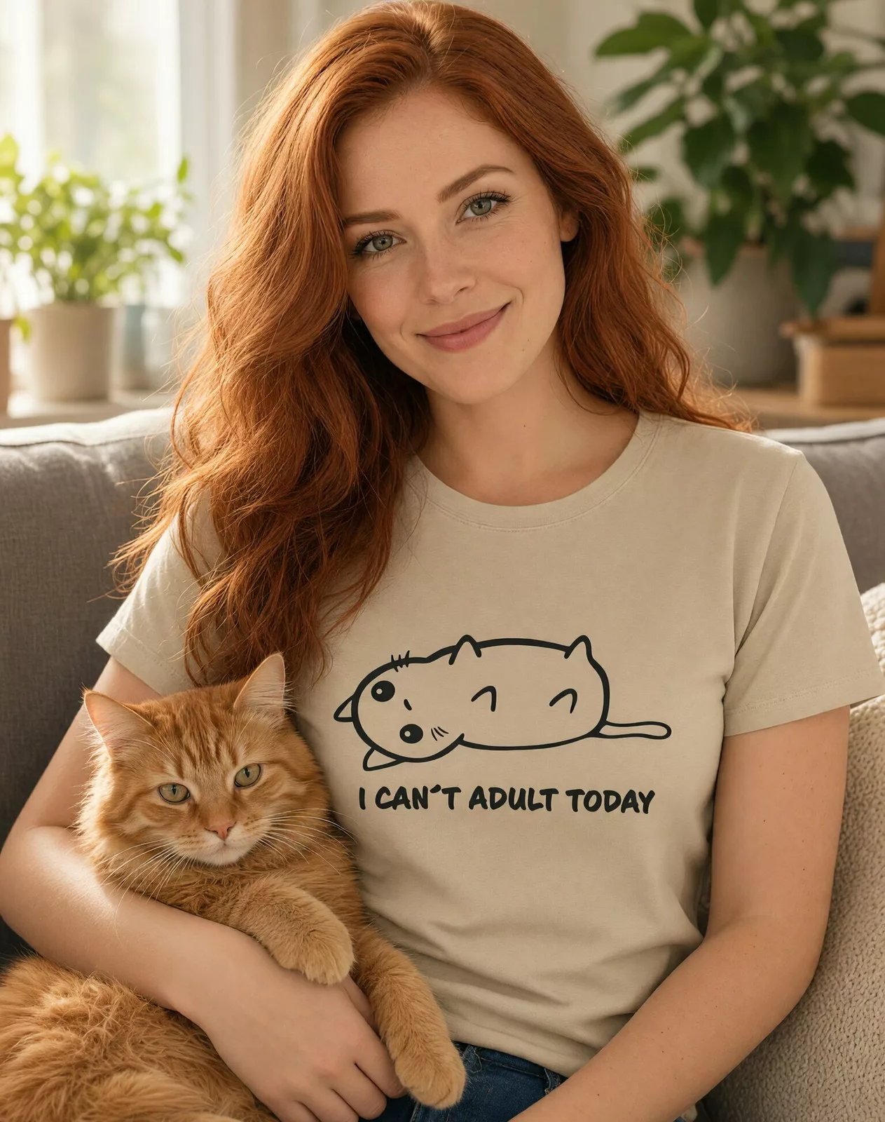 Dámské tričko I Can't Adult Today – kočka
